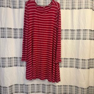 Old Navy Red and White Striped Long Sleeve Dress